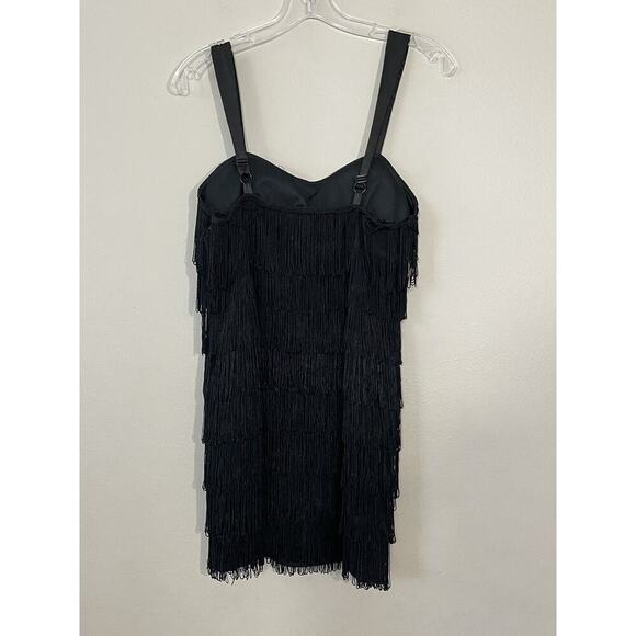 Black Flapper Fringe Dress 1920’s Adult Costume Party Built In Padding Cosplay - Picture 3 of 7